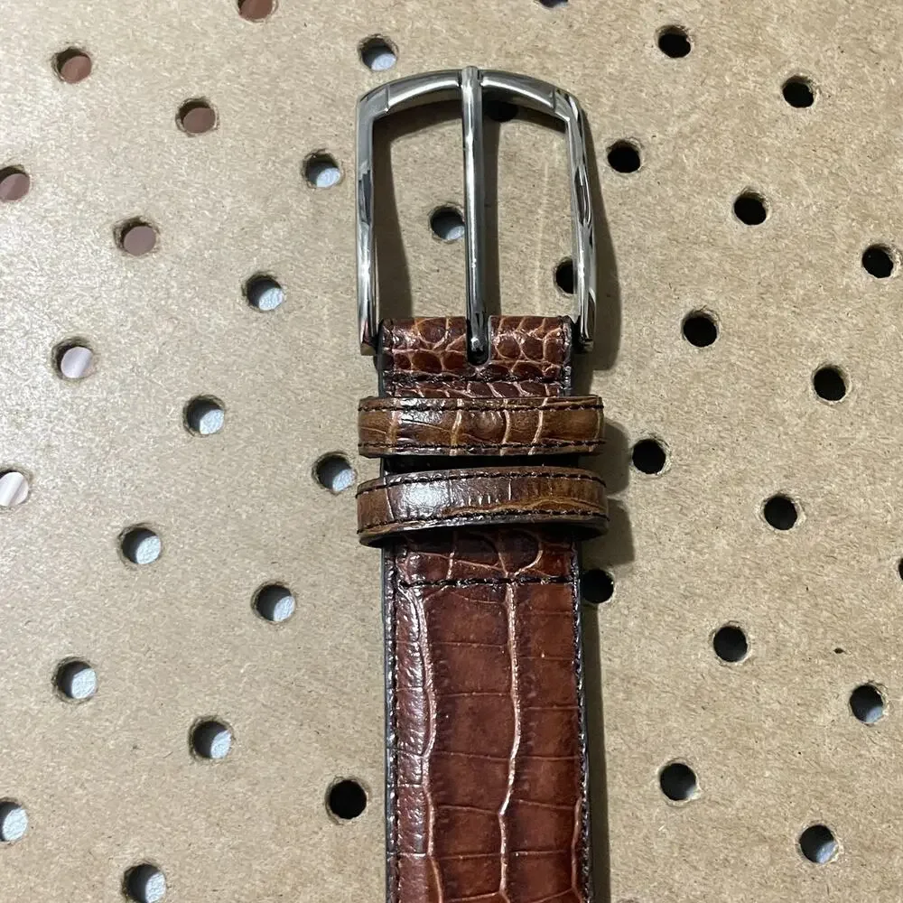 Donald J. Trump Belt Mens Sz 40/100 Brown Leather Grain Signature President $298